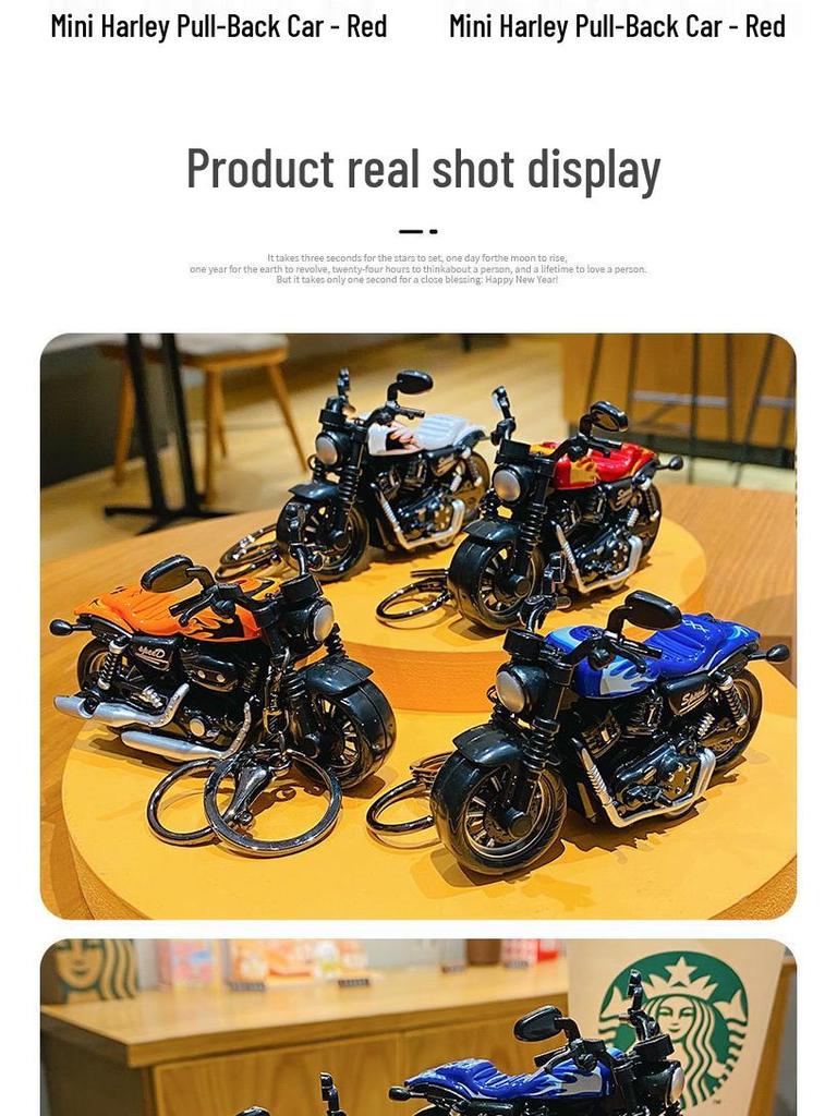 Брелок-подвеска в виде мотоцикла Харли с оттягивающимся механизмом