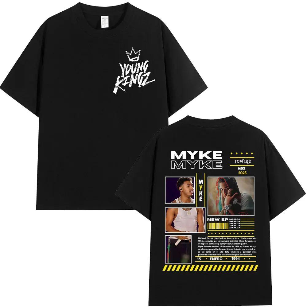 Rapper Myke Towers Graphic T-shirts Men Women Fashion Hip Hop Oversized T Shirt Comfort Cotton Short Sleeve T-shirt Streetwear