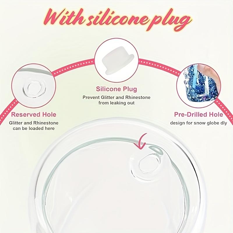 16OZ DIY Snowglobe Tumbler with Pre Drilled Hole Reusable Plastic Water Bottles Break-Resistant Mason Jar Cups for Holiday Gifts