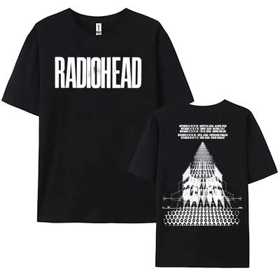 Rock Band Radiohead Тур 2026 Футболки Хлопок Мода Короткий рукав Женская футболка Повседневная Круглый вырез Унисекс Уличная одежда Печатные футболки