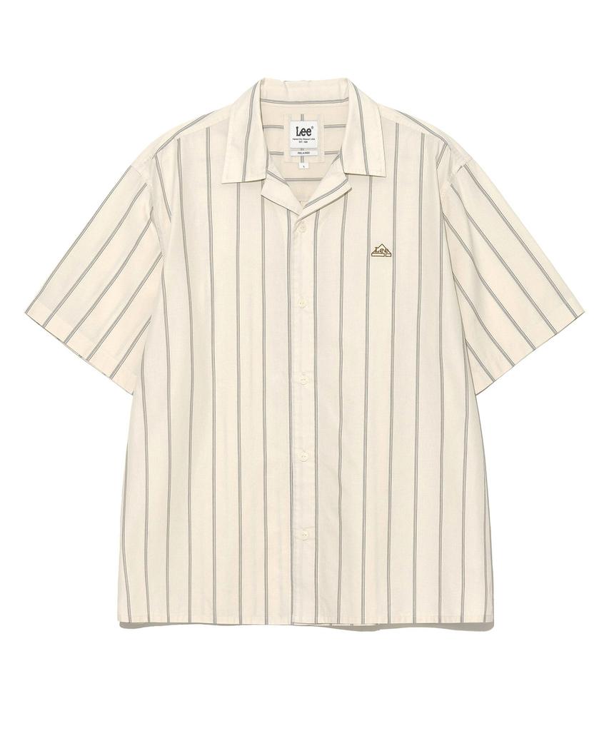 LEE Striped Linen Short Sleeve Shirt Ivory
