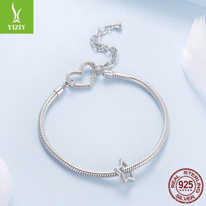 S925 Sterling Silver Star Beaded Loose Beads, Simple And Classic Five-Pointed Star Versatile Jewelry Accessories