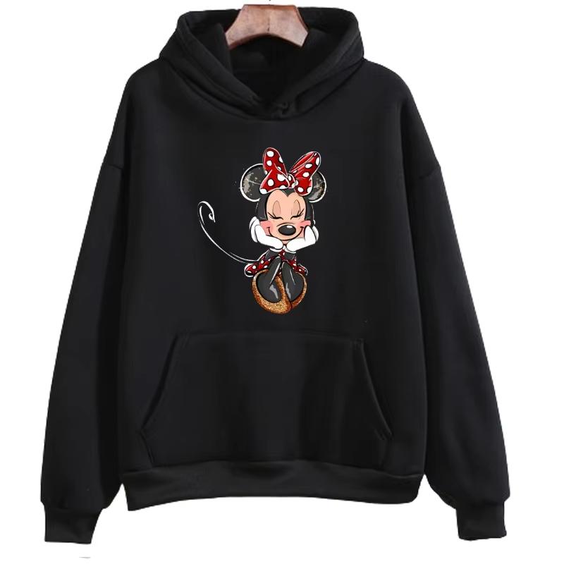 Minnie Mouse Print Hoodie Kawaiii Men's and Women's Disney Sweatshirt Autumn Fashion Comfortable Casual O-neck Streetwear Jumper