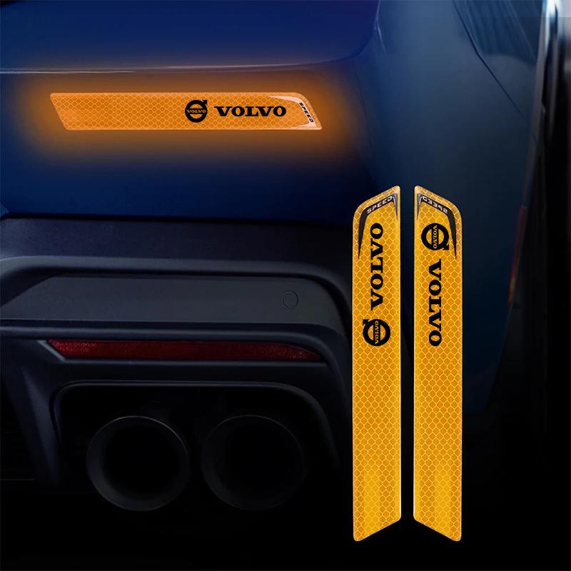 2Pcs Rear Bumper Reflective Anti-Collision Strips for Volvo XC90 XC60 V50 S60 V70 , High Visibility Night Safety Warning Sticker