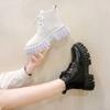 Chunky Platform White Ankle Boots Women Autumn Winter Pu Leather Combat Booties Mujer Punk Thick Bottom Motorcycle Boots