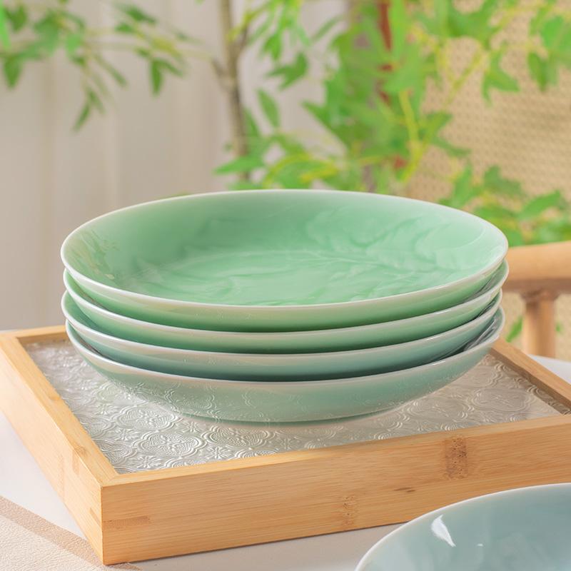 Креативная рельефная однотонная керамическая тарелка, изысканные обеденные тарелки в китайском стиле, круглая салатная тарелка для элитного ресторана отеля