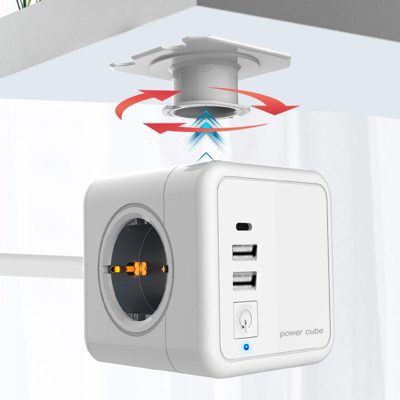 European Standard USB Rubik's Cube Socket Converter CE German Standard Household Compact Multifunctional Expansion Socket