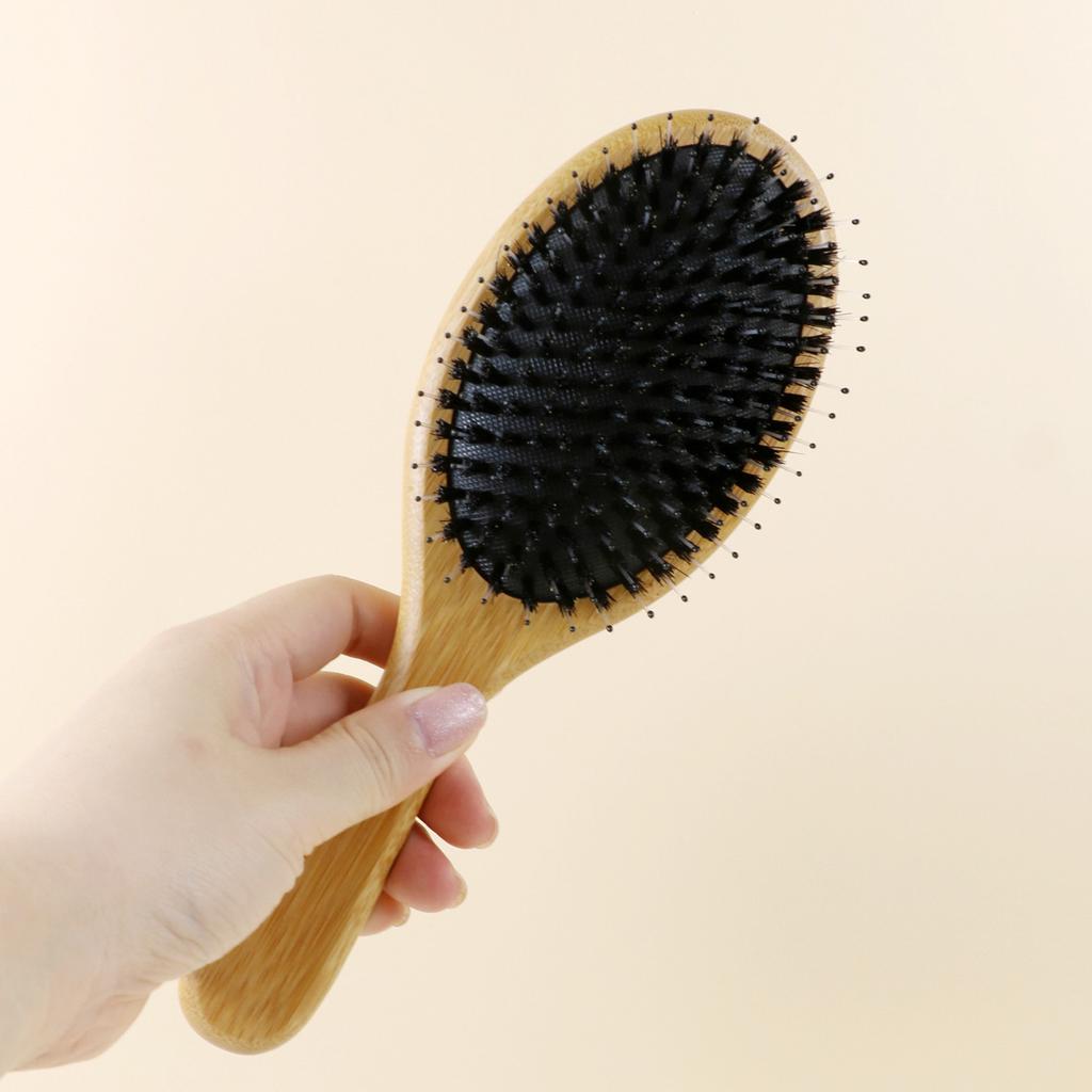 Natural bristle hair air cushion comb Nanzhu bristle comb wooden airbag comb temu explosive massage comb