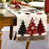 Рождественская дорожка для стола, украшение для столовой, фестивальная рождественская елка, скатерть для кухни, центральный элемент