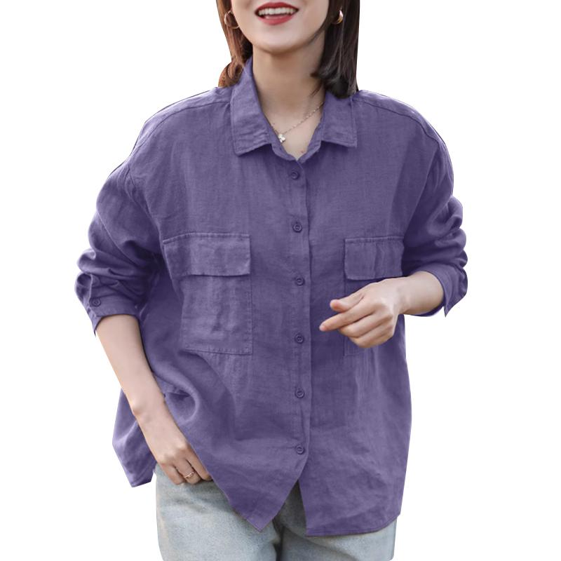 ZANZEA Женская повседневная блузка с отложным воротником и длинным рукавом