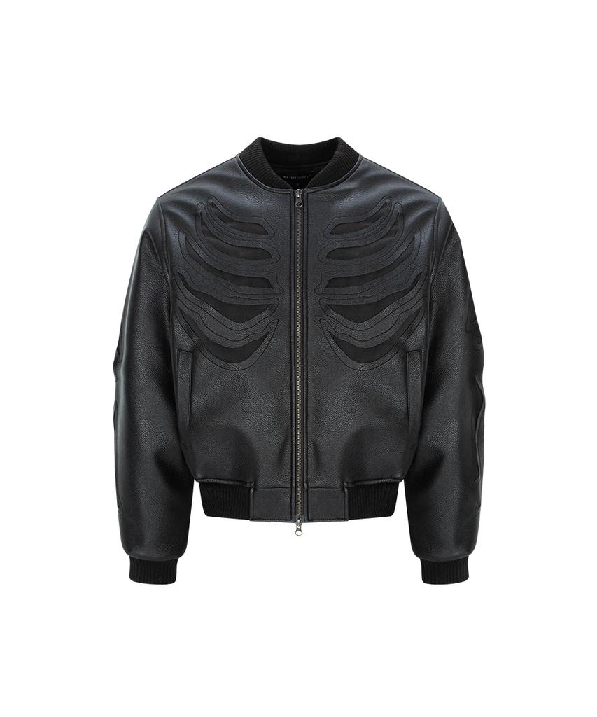 Surgery Bone-Cut Varsity Jacket All Black