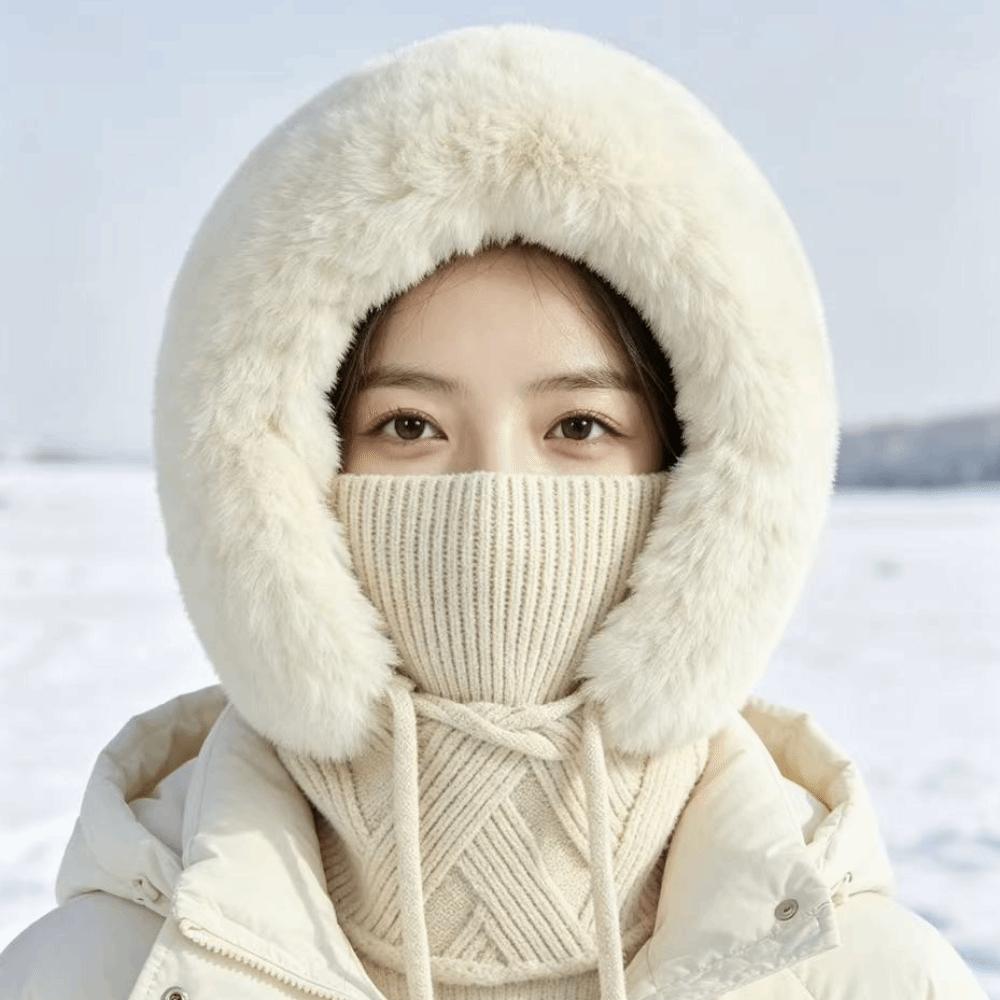 Ear Coverage Knitted Balaclava Diamond Pattern Women's Knitted Ear Protectors Scarf Women