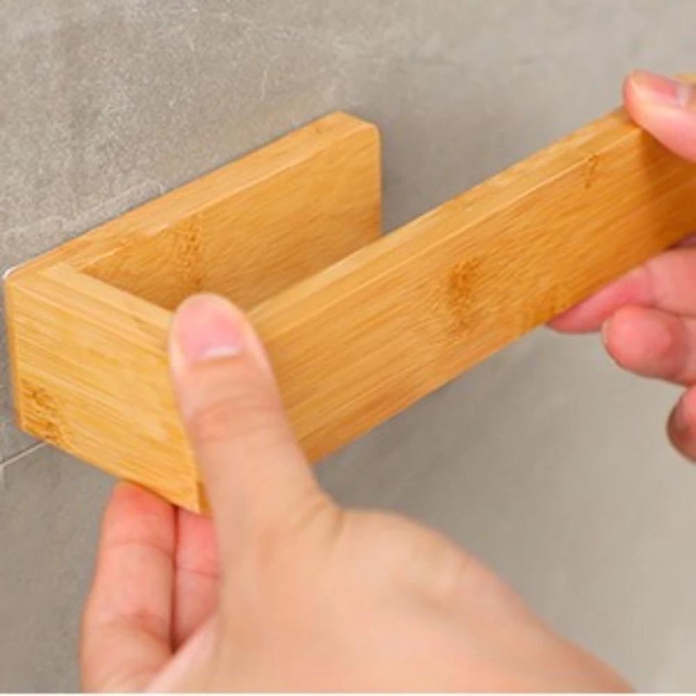 Деревянная полка для полотенец без сверления, самоклеящаяся планка для полотенец, многоцелевой настенный органайзер для хранения в ванной, держатель для полотенец