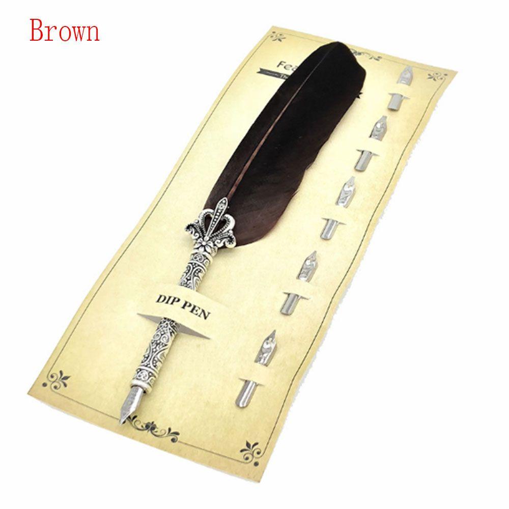 European Gift Box Calligraphy  Scuba Dive Writing English Calligraphy Feather Pen Vintage Quill