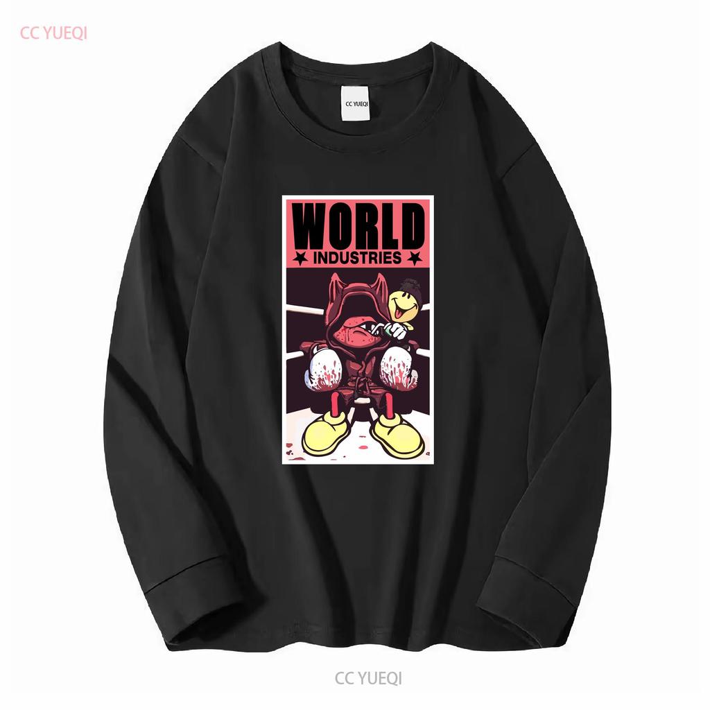 Винтажная футболка World Industries Flameboy Devil с логотипом-коробкой для скейтбординга Мужская XL длинный или короткий рукав винтаж Постиранная дизайнерская одежда