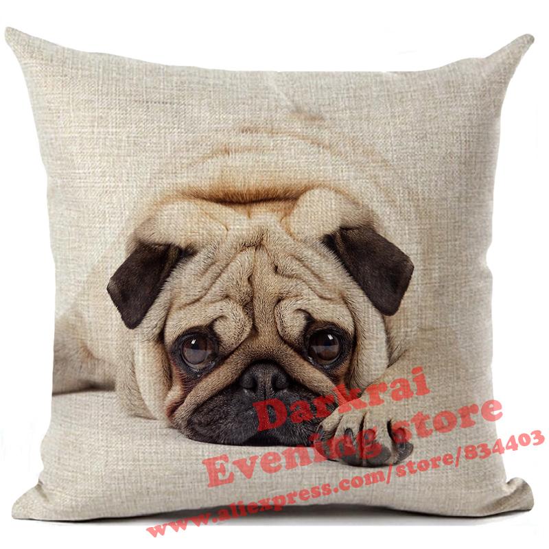 Funny French Bulldog Printed Linen Cushion Cover Home Decoration Pillow Case Living Room Decor Throw Pillows 45X45Cm