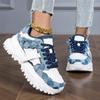 New Women's Casual Shoes Fashion Thick Sole Breathable Walking Flats Women  Gym Denim Vulcanized Shoes Blue Womens Shoes