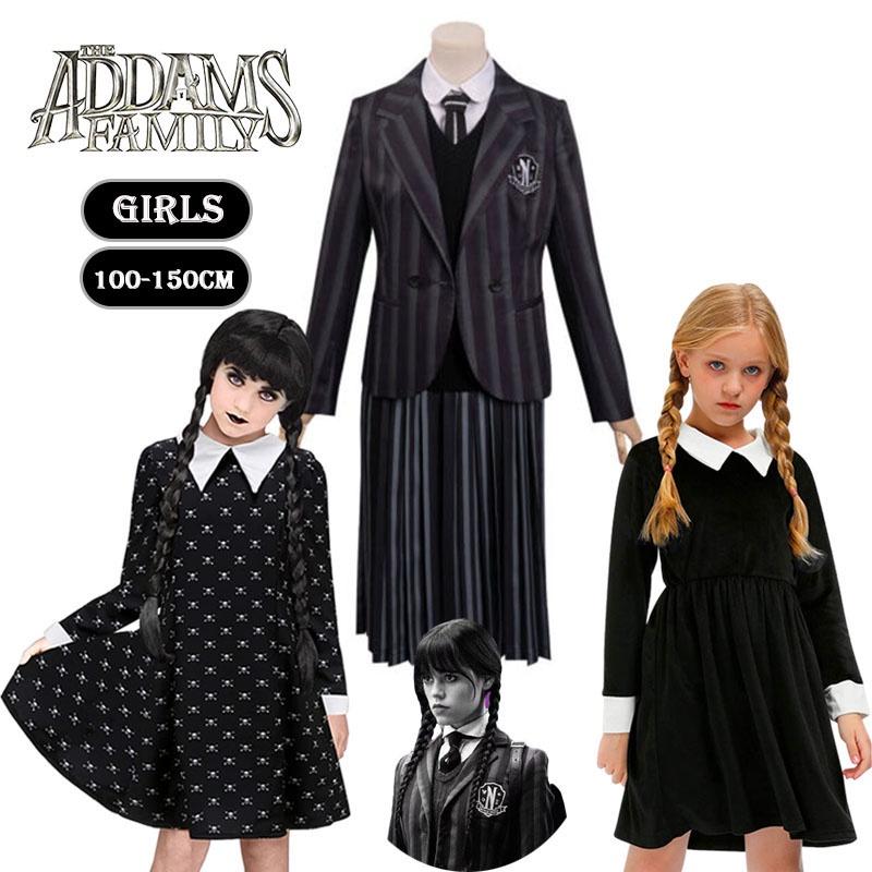 Wednesday Addams School Uniform Dress Polyester Cosplay Costume For Girls