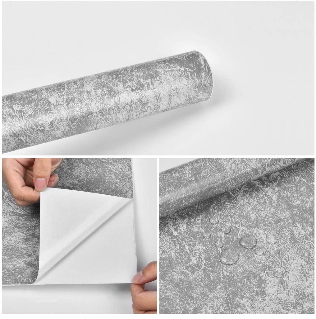 Самоклеящаяся виниловая бумага под цемент, серая, под бетон, водонепроницаемые обои для домашнего декора