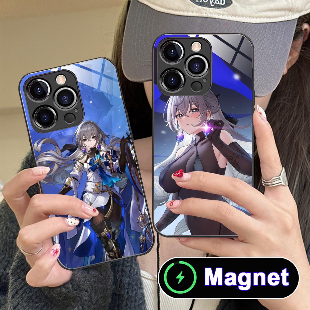 HSR Броня Стеклянный чехол для мобильного телефона MagSafe для iPhone 17 16 15 14 13 12 11 Air Pro Max Plus Mini Цветная крышка