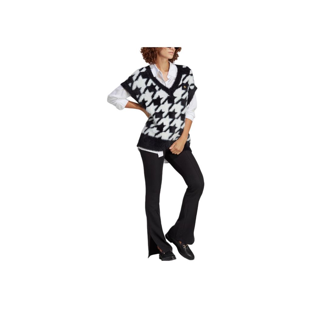 Adidas Originals Trefoil V-Neck Logo Embroidered Vest Women Tops Black IB8613