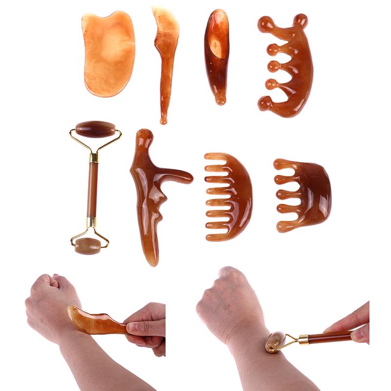 Инструменты Гуаша из натурального бычьего рога, соскобная точка для массажа всего тела, гребень с широкими зубцами