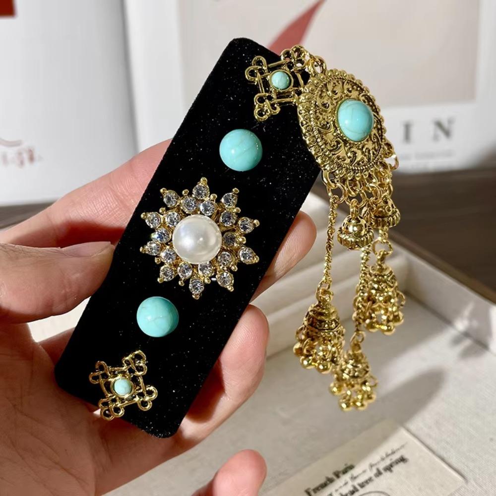 Заколка для волос со стразами и кисточками, квадратная заколка для волос с челкой, изысканный этнический стиль, боковая заколка для девочек