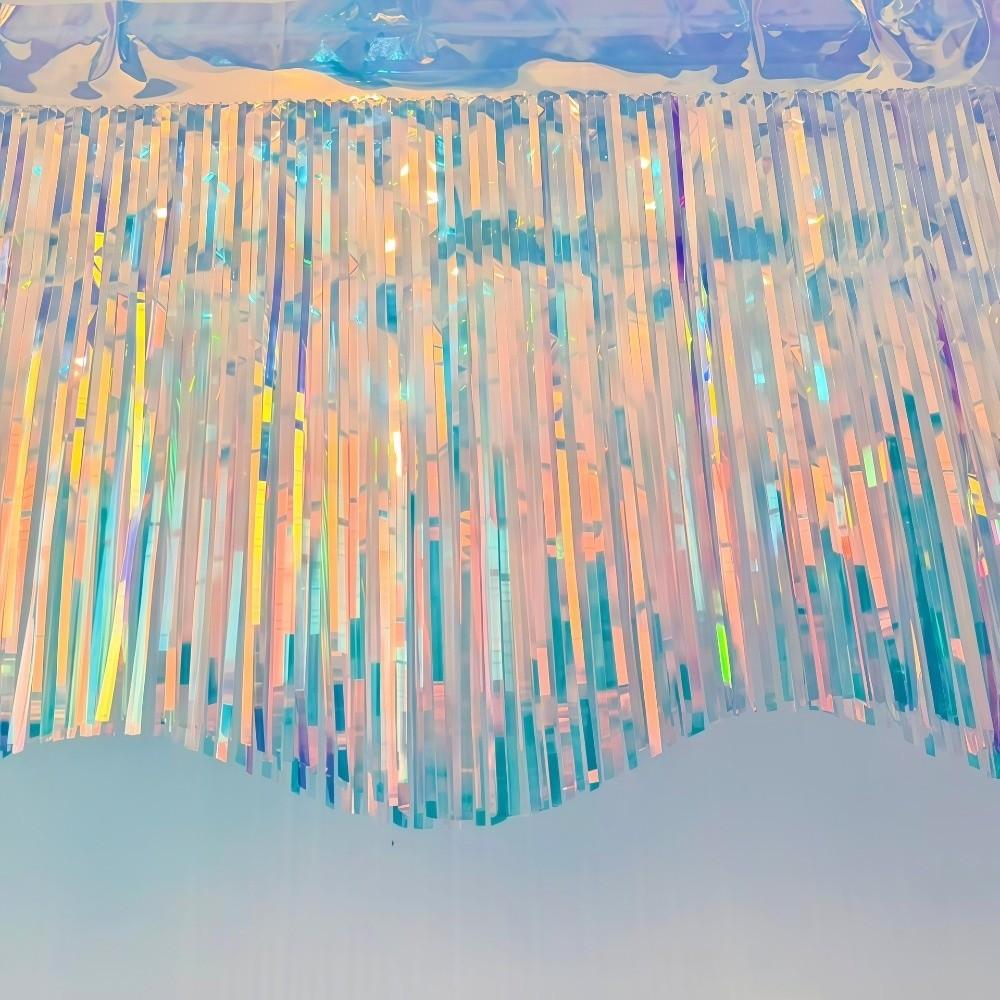 38x300CM Wave Banner Colorful Foil Curtain Scene Decoration Tinsel Fringe  Scenic Area
