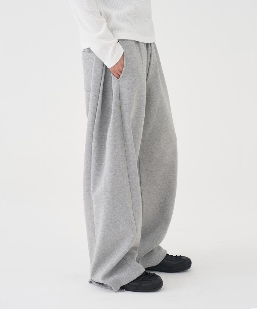 BASEMOMENT Side Tuck Wide Sweatpants Melange Gray