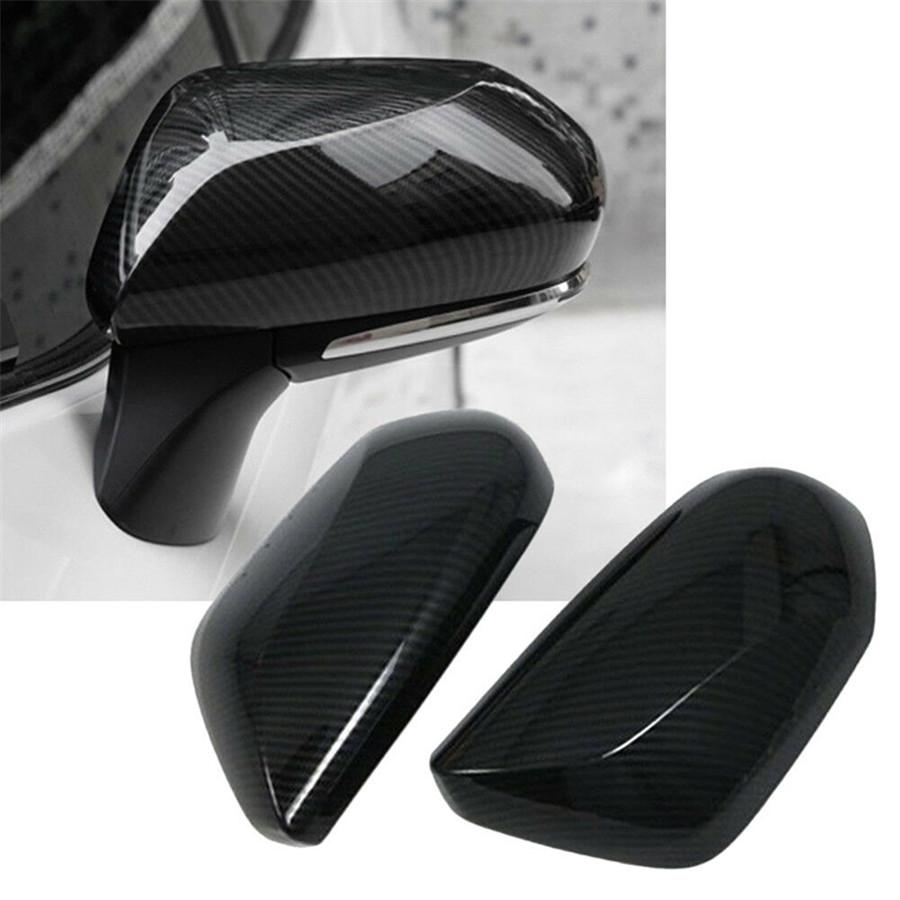 2x Carbon Fiber Look Door Rearview Mirror Cover Trim Black For Toyota Camry 2018