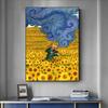 Мультяшный Ван Гог Подсолнух Цветок Звездная Ночь Арт Картины Постер Печать Масляная Живопись Холст Живопись Для Современного Домашнего Декора