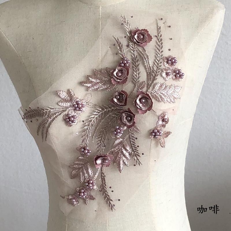 Тканевые наклейки, платье из бисера, танцевальная одежда, сетчатая ткань, вышитые украшения, нашивка, аксессуары, трехмерный цветок, стразы, кружево, свадьба