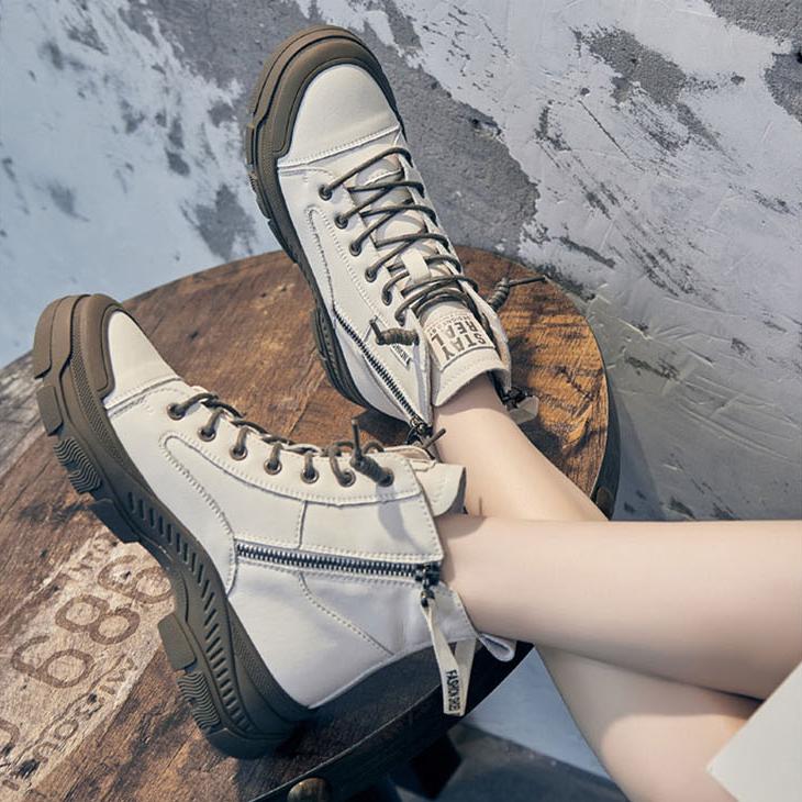 Весенне-осенняя обувь, модные женские ботинки из натуральной кожи, женские ботильоны на толстой подошве, брендовые женские ботильоны Botas