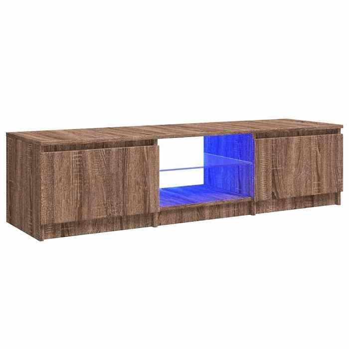 VidaXL TV Cabinet with LED Lights Brown Oak 140x40x36 Cm, TV Stand, Media Cabinet, Hi-Fi Cabinet, TV Unit 822683