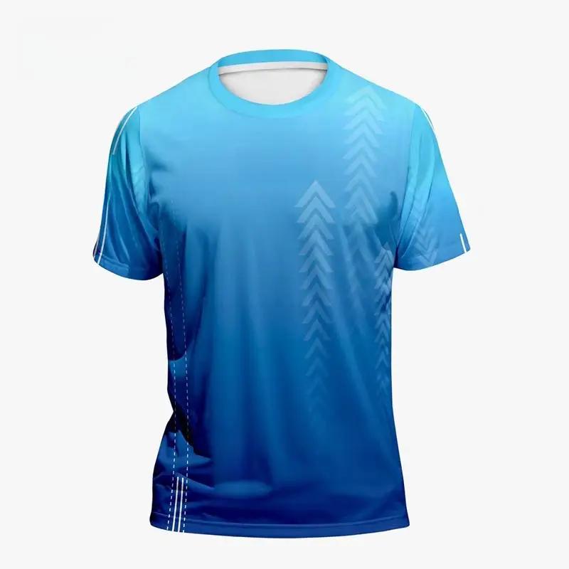 Men's Clothing 3D Gradient Short Sleeve T-Shirt Outdoor Sports Quick Dry T-Shirt Basketball Training Running T-Shirts for Men