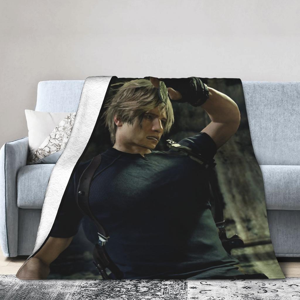Леон Кеннеди Resident 4 Remake Пледы Флис Видеоигра Eviled Очень Теплые Пледы для Спальни Дивана Кровати Ковер
