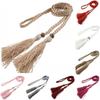 Thin Rope Self-Tie Women Braided Woven Tassel Belt Decorated Waist Bowknot