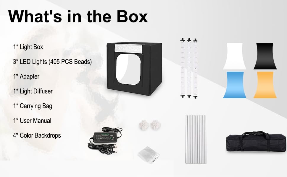 Фотобокс большой 100x100x100 см фотокомплект регулируемая интенсивность света 405 шт. 5500K светодиодный светильник профессиональный фотобокс фотография