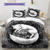 Black and white fox  Pattern Bedding Quilt Set Quilt Cover Pillowcase Home Decoration  Gift (1 * duvet cover + 2 * pillowcase, without core)
