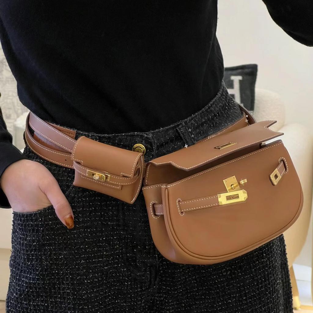 Женская сумка новая сумка два-в-одном первый слой коровьей кожи мини сумка-мессенджер сумка-банан Tangyuan кожаная маленькая сумка-саквояж