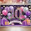 Счастливый баннер № 10, фон с розовыми и фиолетовыми воздушными шарами, украшение для вечеринки, фон для фотосъемки детей и девочек, подарки для детей