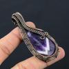 Fancy Sage Amethyst Gemstone Pure Copper Wire Wrapped Handmade Pendant Jewelry