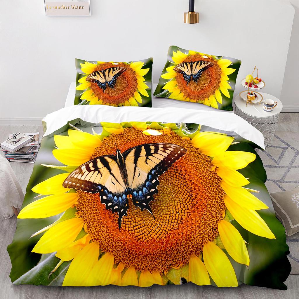 Желтые подсолнухи Пододеяльник размера King Queen Красивый цветочный постельный комплект для детей, девочек, женщин. Девичий, милый, с цветами, мягкий пододеяльник.
