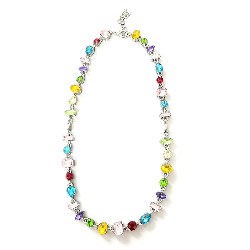 Colorful Ladies Rainbow Necklace - Crystal Zirconia Beaded Pendant. Adjustable Chain, Bohemian Starry Design. Elegant Jewelry