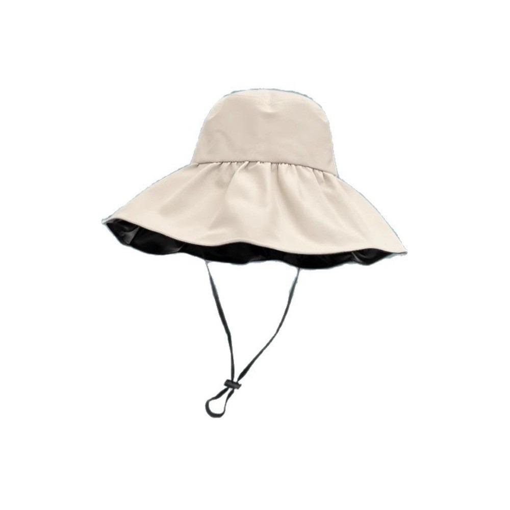 Solid Color Women Fisherman Hat Anti-Ultraviolet Foldable Wide Brim Sun Hat Adjustable Sunshade Sun Protection Hat