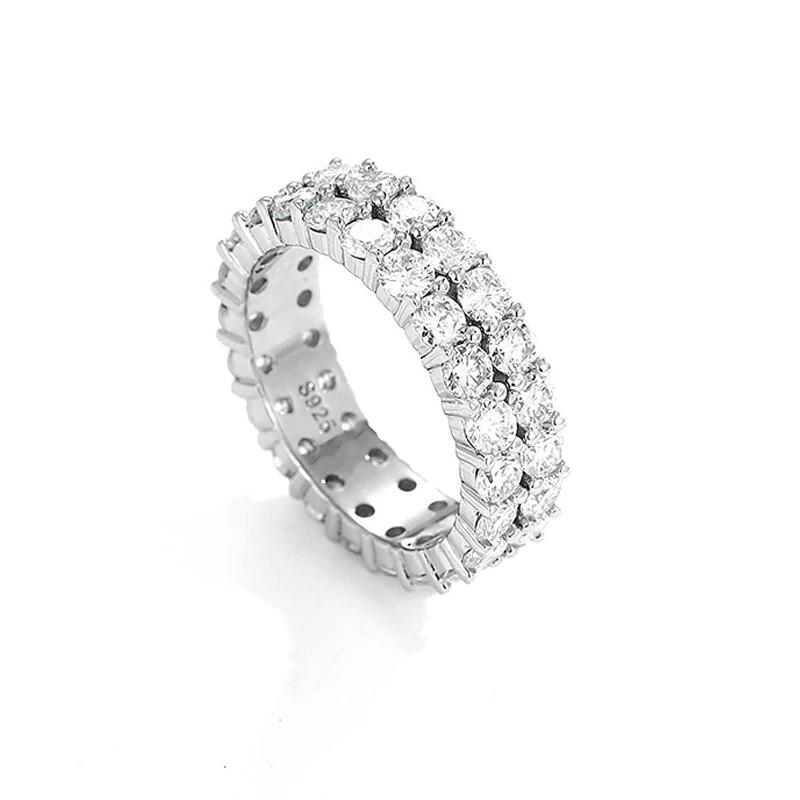 Кольцо из настоящего муассанита 2/3 мм для женщин, двойное гало, обручальное кольцо из стерлингового серебра S925, свадебные комплекты для пар GRA