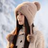New Fleece Warm Knitted Hat Autumn and Winter Thickened Pullover Ear Protector Wool Fleece Hat Women's Hairball Hat