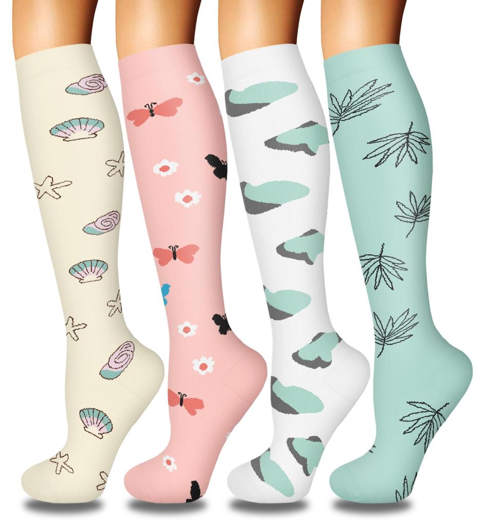 4 Pairs Compression Socks for Women Circulation-Best Support for Nurses,Running,Athletic,Travel