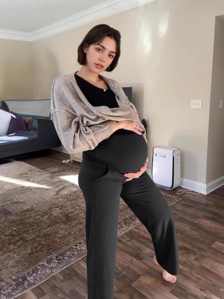 7061 Европейские поддерживающие брюки для беременных: Повседневные широкие брюки не стесняющие движений для весны и осени