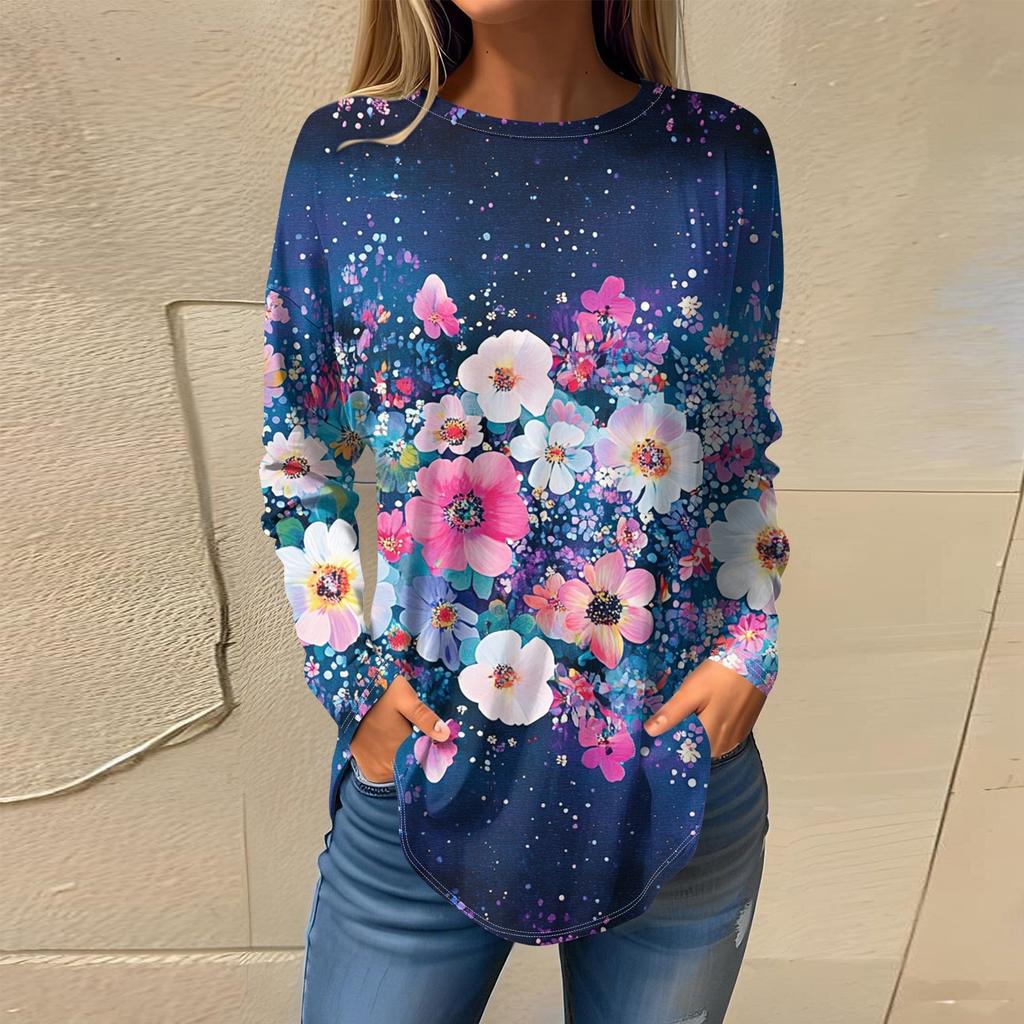 Футболки для женщин, осенние повседневные рубашки с длинным рукавом, толстовка, винтажный топ с графическим принтом, пуловер